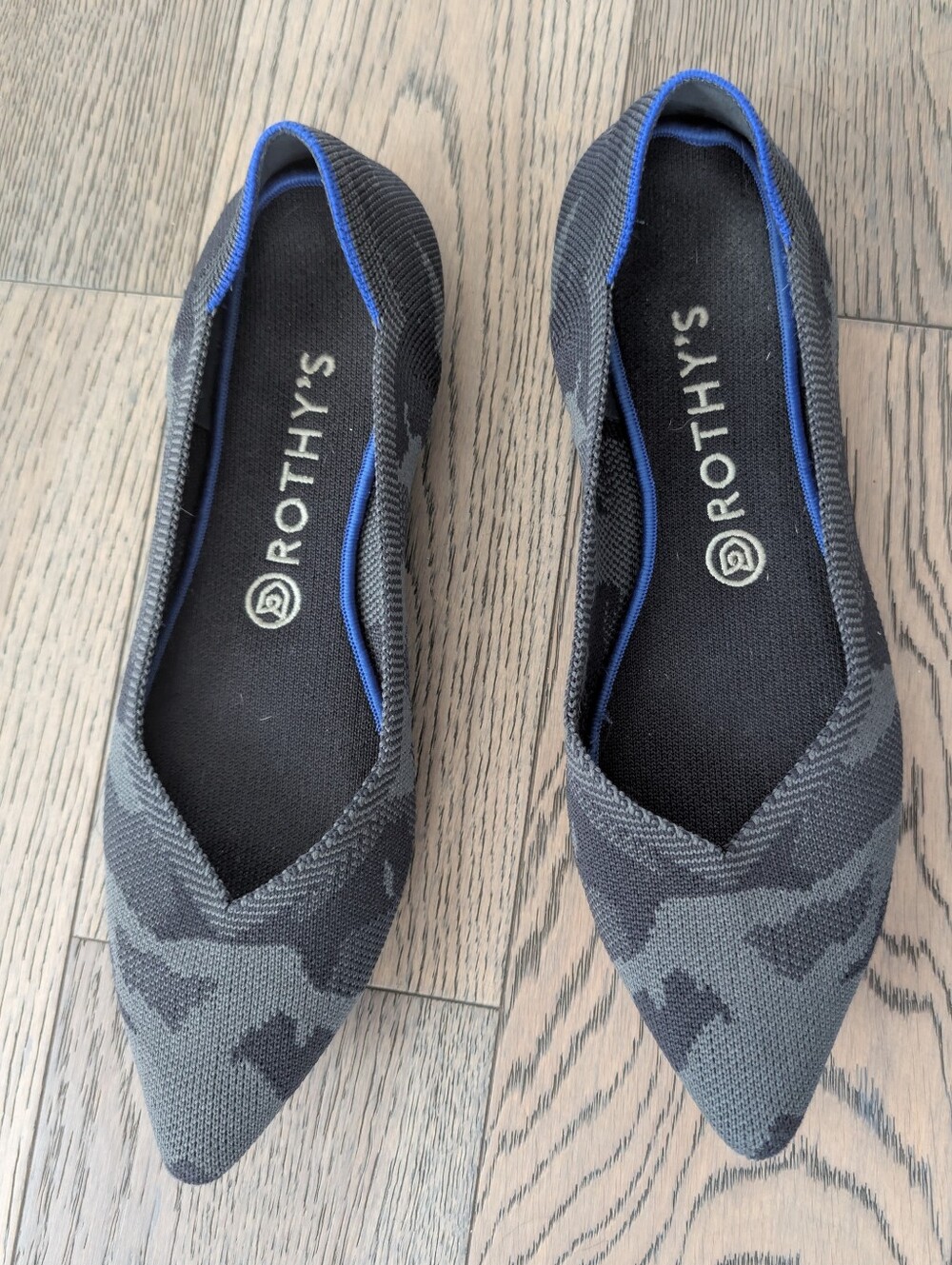 Rothy's Women's Pointed Toe Flats in Gray Camo - Picture 2 of 7